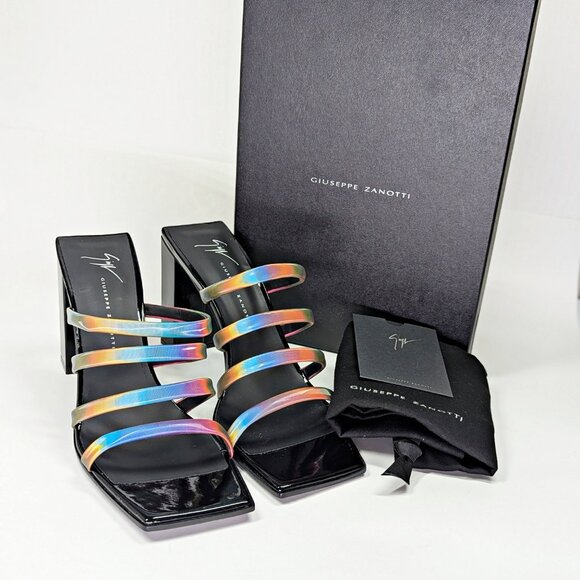 Giuseppe Zanotti Shangay 85MM Strappy Patent Slide Sandals Size 38.5 (MSRP $795) - Picture 3 of 12